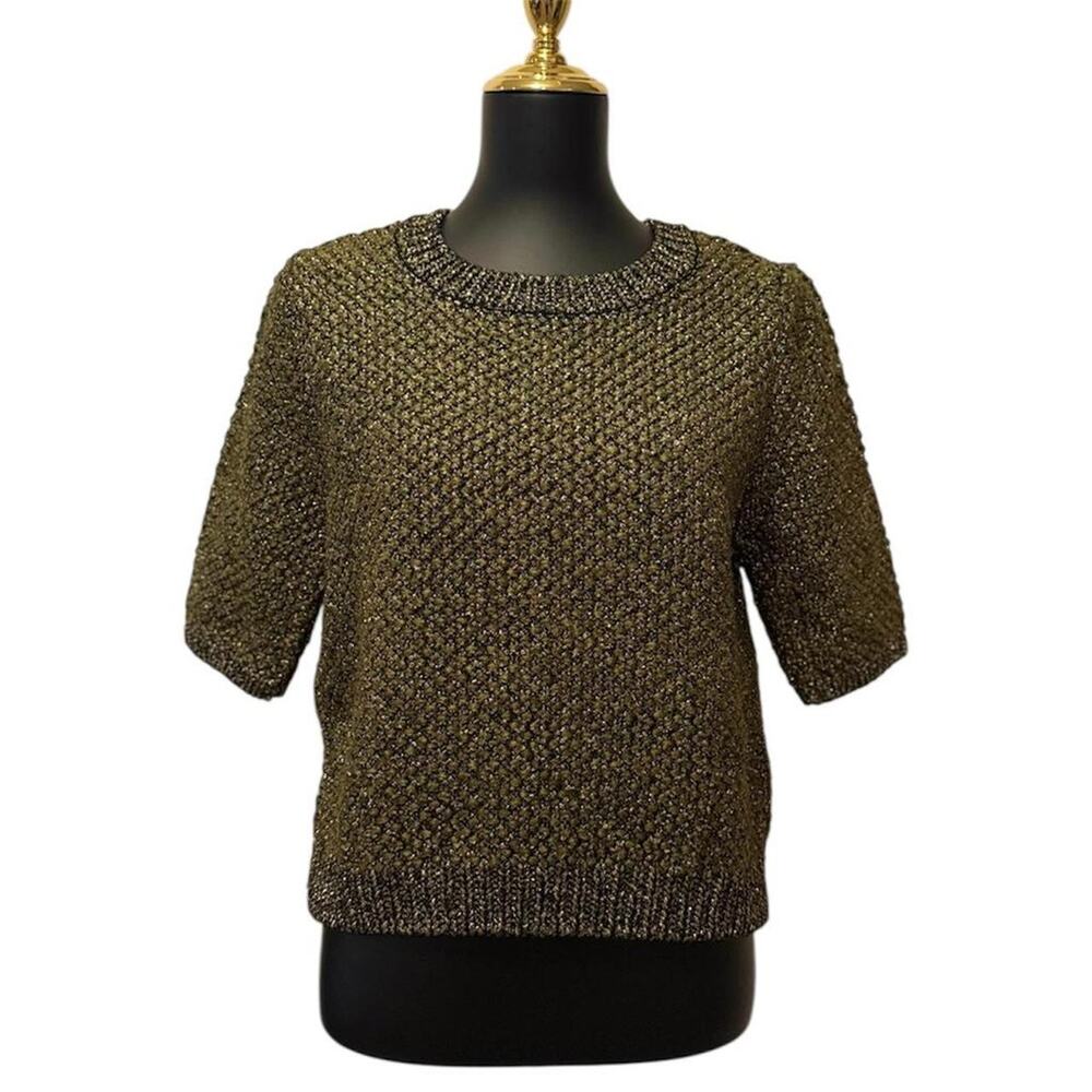 MNG Knit short sleeve gold sweater